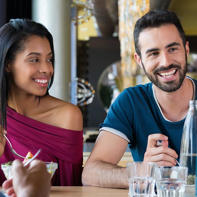 woman and man smiling